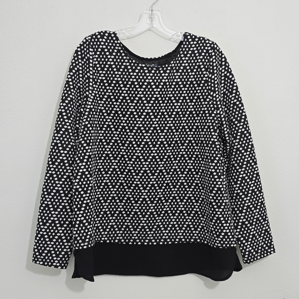 Croft & Barrow Polka Dot Mock Layered Top